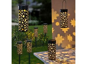 4262371530715 - Spetebo - led Solar Gartenleuchte 3-in-1 schwarz - 2er Set   18 x 75 cm - Outdoor Deko Hängelampe Tischlampe Gartenstecker für Außen