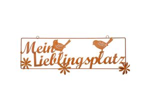 4262371530753 - Spetebo - Rost Gartenschild zum Hängen 54 cm - Mein Lieblingsplatz - Metall Gartendeko mit Schriftzug - Edelrost Spruchtafel Garten Deko Schild