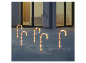 4262371530913 - Spetebo - xxl led Zuckerstangen Garten Stecker - 5er Set   74cm - Outdoor Weihnachts Deko mit Timer Batterie betrieben für Außen