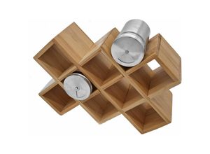 4262371530982 - Spetebo - Bambus Gewürzregal im Würfel Design - 24 x 16 cm - Holz Gewürzständer für 10 Gewürzstreuer - Küchenorganizer Gewürz Aufbewahrung eckig