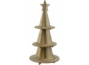 4262371531606 - XXL Holz Weihnachtsbaum Pyramide mit 3 Etagen - 60 x 29 cm - Weihnachts Deko Etagere mit Stern Spitze