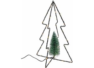 4262371531798 - Spetebo - 3D Metall Aufsteller Tanne schwarz mit Timer - 30 cm - Deko Tannenbaum mit 40 led in warm weiß beleuchtet