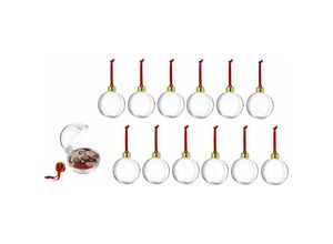 4262371532245 - Spetebo - Christbaumkugel zum selber befüllen 8 cm - 12er Set - diy Weihnachtskugeln mit Samt Band