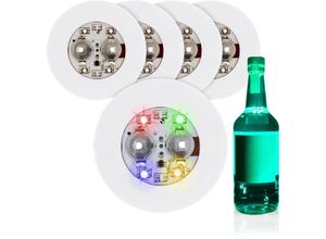 4262371532498 - Spetebo - Selbstklebendes Flaschenlicht 5er Set je 6 cm - bunt - Runde Leuchtsticker für Flaschen - led Licht Sticker Glas Flaschen Deko Beleuchtung