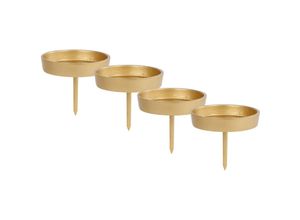 4262371532955 - Alu Kerzenpick für Stumpenkerzen 4er Set - 8 cm in gold - Metall Kerzenhalter für Kugelkerzen - Kerzen Stecker für Advents und Weihnachts Gesteck