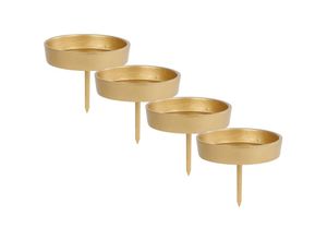 4262371532962 - Spetebo - Alu Kerzenpick für Stumpenkerzen 4er Set - 9 cm in gold - Metall Kerzenhalter für Kugelkerzen - Kerzen Stecker für Advents und Weihnachts