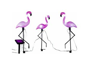 4262371534430 - Spetebo - Solar Gartenstecker Flamingo - 3er Set - Garten Deko Figur mit led Beleuchtung