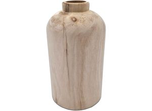 4262371535031 - Spetebo - Design Holz Blumen Vase natur - klein   21 cm - Holzvase Flasche naturbelassen