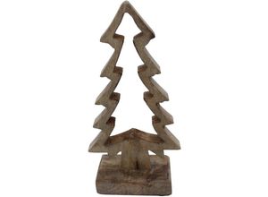 4262371535444 - Spetebo - Deko Aufsteller Tannenbaum aus Mangoholz - 25 cm - Holz Weihnachtsbaum zum Aufstellen - Weihnachts Tisch Fenster Winter Advent Dekoration