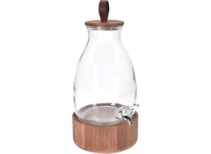 4262371536335 - Spetebo - Getränkespender aus Glas mit Holz Ständer - 55 Liter - Wasserspender mit Zapfhahn - Spender für Getränke Saft Wasser Limonade Dispenser