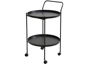 4262371536441 - Spetebo - Metall Beistelltisch schwarz mit Rollen - 65 x 38 cm - Couchtisch mit 2 Ablagen und Griff- Dekotisch Blumentisch mit 2 Böden Kaffeetisch