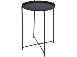 4262371536458 - Spetebo - Metall Beistelltisch schwarz klappbar – 47 x 35 cm – Couchtisch mit abnehmbaren Tablett - Sofatisch Dekotisch Blumentisch faltbar