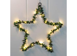 4262371536588 - Spetebo - led Fenster Silhouette Stern 30 cm - mit Buchsbaum Dekor - Weihnachts Deko Beleuchtung Batterie betrieben