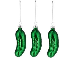 4262371536601 - Spetebo - Christbaumschmuck Weihnachtsgurke 10 cm - 3er Set - Weihnachtsbaum Figur Anhänger aus Glas - Weihnachtsbaumgurke Christbaumgurke Gurke für