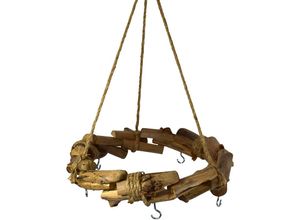 4262371536731 - Holzkranz Natur mit Kordel zum Hängen - 32 cm - Deko Hängekranz mit Haken für Zierschmuck - Weihnachtsdeko Deckenkranz Hängedeko Deckenhänger