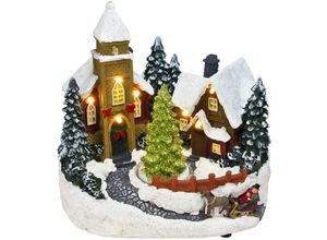 4262371536878 - Spetebo - led Weihnachtsdorf Szene mit Bewegung - 19 cm - Deko Winterstadt warm weiß beleuchtet - Weihnachtsdeko Tischdeko Winterdorf Weihnachtsstadt