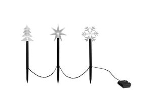 4262371536915 - Led Gartenstecker 3er Set Tannenbaum Stern Schneeflocke mit Timer - je 40 cm - Weihnachts Gartendeko warm weiß beleuchtet - Garten Deko Beleuchtung