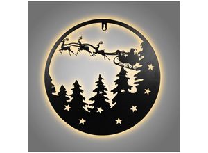 4262371537011 - Spetebo - led Metall Weihnachts Silhouettenbild schwarz - 35 cm - Weihnachts Deko Wandbild zum Hängen warm weiß beleuchtet - Schatten Silhouette Wand