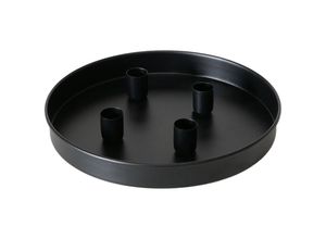 4262371537486 - Spetebo - Magnet Kerzentablett für Stabkerzen 25 cm rund - schwarz - Metall Kerzenständer mit 4 magnetischen Haltern - Deko Tablett Festtags Advents