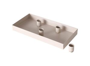 4262371537493 - Magnet Kerzentablett beige für Stabkerzen - 30 x 15 cm - Metall Kerzenständer mit 4 magnetischen Haltern - Tafelkerzen Halter Kerzen Tablett Advents