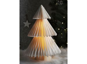 4262371537707 - Led Papier Weihnachtsbaum Deko - 30 cm - Falt Tannenbaum beleuchtet zum Stellen Wiederverwendbarer Weihnachts Baum weiß