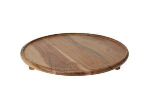 4262371538322 - Akazienholz Servierplatte rund natur - 37 cm - Holz Servierteller mit Füßen - Tablett aus Akazien Massiv Holz Wurst Käse Tapas Servier Teller Platte