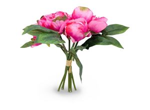 4262371539336 - Pfingstrosen Strauß künstlich 30 cm - fuchsia - Deko Blumenstrauß gebunden - Strauß Kunst Päonie Dekorpflanze Kunstblumen Blumen Bouquet künstlich