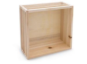 4262371539442 - Spetebo - Holz Würfel Wandregal - 28 x 28 cm - Deko Regal zum Hängen - Natur Hängeregal Holzregal Schwegeregal Regal Kiste