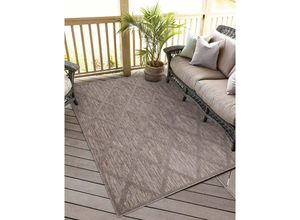 4262372640833 - Teppich CARPET CITY In-& Outdoorteppich Santorini 457 3D-Effekt Raute-Look Teppiche Gr B L 240 cm x 340 cm 5 mm 1 St braun Esszimmerteppiche Wetterfest & UV-beständig für Terrasse Balkon Küche Flur