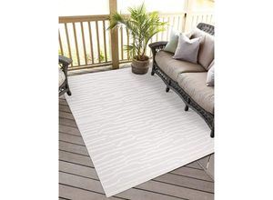 4262372641892 - Teppich CARPET CITY In-& Outdoorteppich Santorini 450 3D-Effekt Gestreift Teppiche Gr B L 200 cm x 290 cm 5 mm 1 St beige (creme) Esszimmerteppiche