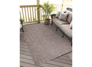 4262372642042 - Teppich CARPET CITY In-& Outdoorteppich Santorini 450 3D-Effekt Gestreift Teppiche Gr B L 200 cm x 290 cm 5 mm 1 St braun Esszimmerteppiche