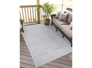 4262372642202 - Teppich CARPET CITY In-& Outdoorteppich Santorini 450 3D-Effekt Gestreift Teppiche Gr B L 200 cm x 200 cm 5 mm 1 St grau Esszimmerteppiche