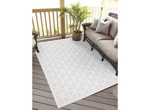 4262372642493 - Teppich CARPET CITY In-& Outdoorteppich Santorini 446 3D-Effekt Geo-Muster Teppiche Gr B L 200 cm x 290 cm 5 mm 1 St beige (creme) Esszimmerteppiche Wetterfest & UV-beständig für Terrasse Balkon Küche Flur