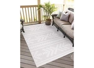 4262372643520 - Teppich CARPET CITY In-& Outdoorteppich Santorini 411 3D-Effekt Boho-Optik Teppiche Gr B L 280 cm x 380 cm 5 mm 1 St beige (creme) Esszimmerteppiche Wetterfest & UV-beständig für Terrasse Balkon Küche Flur