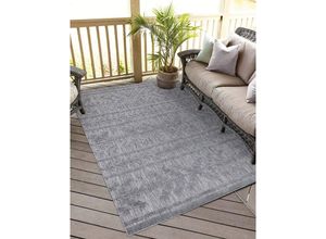 4262372643971 - Teppich CARPET CITY In-& Outdoorteppich Santorini 411 3D-Effekt Boho-Optik Teppiche Gr B L 280 cm x 380 cm 5 mm 1 St grau (anthrazit) Esszimmerteppiche Wetterfest & UV-beständig für Terrasse Balkon Küche Flur