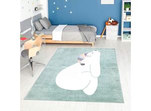 4262372645708 - Kinderteppich CARPET CITY ANIME921 Teppiche Gr B L 190 cm x 280 cm 11 mm 1 St grün Kinder Kinderzimmerteppiche Kinderzimmer Teppich Modern mit Mond Blumen Wolken Creme Multi