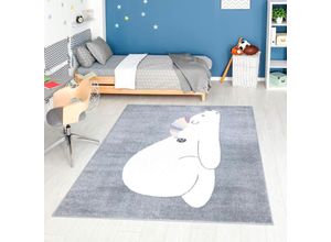 4262372645777 - Kinderteppich CARPET CITY ANIME921 Teppiche Gr B L 190 cm x 280 cm 11 mm 1 St grau Kinder Kinderzimmerteppiche Kinderzimmer Teppich Modern mit Mond Blumen Wolken Creme Multi