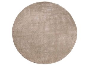 4262372648624 - Teppich CARPET CITY Friseé-Teppich FANCY 647 Teppiche Gr Ø 200 cm 12 mm 1 St beige Esszimmerteppiche Kurzflor3D-OptikKreisförmiges Muster WohnzimmerSchlafzimmer