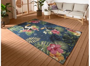 4262377774090 - Outdoorteppich HANSE HOME Tropical Dream Teppiche Gr B L 160 cm x 235 cm 3 mm 1 St bunt (blaubunt) Esszimmerteppiche In-& Outdoor Teppich Wetterfest Balkon Garten Wohnzimmer Floral