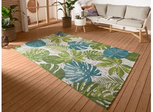 4262377774427 - Outdoorteppich HANSE HOME Tropical Leaves Teppiche Gr B L 200 cm x 285 cm 3 mm 1 St bunt (türkisgrün) Esszimmerteppiche In-& Outdoor Teppich Wetterfest Balkon Garten Wohnzimmer Floral