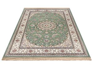 4262377777404 - Teppich FREUNDIN HOME COLLECTION Almas Teppiche Gr B L 160 cm x 230 cm 3 mm 1 St grün Orientalische Muster Orient-Design Vintage-Look Fransen Kurzflor weich Wohnzimmer