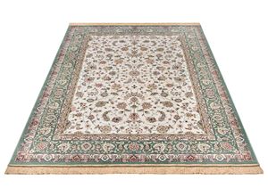 4262377777527 - Teppich FREUNDIN HOME COLLECTION Djamila Teppiche Gr B L 160 cm x 230 cm 3 mm 1 St grün Fransenteppich Orientalische Muster Orient-Design Vintage-Look Fransen Kurzflor weich Wohnzimmer