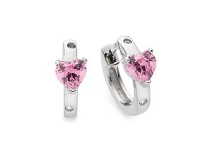 4262379030408 - Paar Creolen KANGAROOS Schmuck Geschenk Silber 925 Ohrschmuck Ohrringe Herz Gr Silber 925 (Sterlingsilber) rosa (silberfarben pink pink) Mädchen Mädchenschmuck mit Zirkonia (synth)