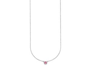 4262379033485 - Kette mit Anhänger Schmuck Geschenk Silber 925 Halsschmuck Halskette Ankerkette Solitär Halsketten Gr Silber 925 (Sterlingsilber) Länge 45 cm bunt (silberfarben pink) Damen Ketten mit Anhänger Zirkonia (synth)