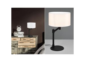 4262382961157 - Meinewunschleuchte - Große led Tischlampe Schwarz matt mit Stoffschirm Weiß - Höhe 483cm