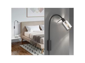 4262382961485 - Meinewunschleuchte - led Bettlampe Schwarz mit Rauchglas - Wand Leselampe mit Schwanenhals