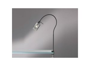 4262382961492 - Meinewunschleuchte - led Klemmlampe Schwarz mit Rauchglas - Leselampe mit Schwanenhals