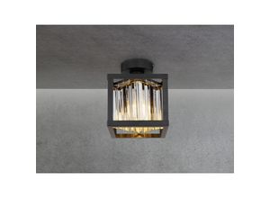 4262382962192 - Meinewunschleuchte - led Deckenlampe mit Rauchglas Kristallen 1-flammig Metall schwarz