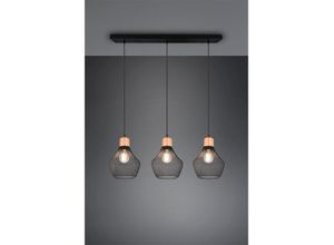 4262382962239 - Meinewunschleuchte - led Balken Pendelleuchte Drahtgeflecht Schwarz mit Holz Breite 80cm