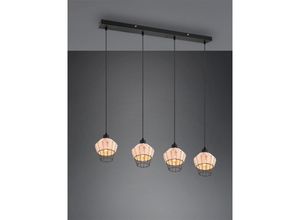 4262382962352 - Meinewunschleuchte - led Balken Pendelleuchte Rattan Geflecht Natur & Gitter im Boho Stil 95cm